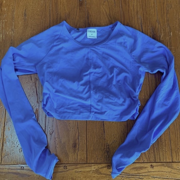 Gymshark x Whitney Simmons Long Sleeve Crop Top Intense Beautiful Blue Medium - Picture 11 of 14